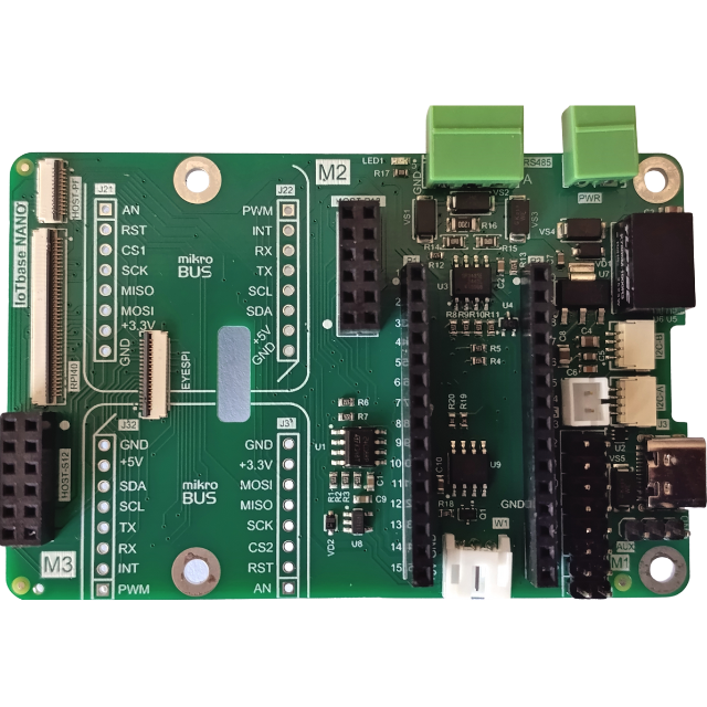 IoTbase NANO - carrier board for Arduino Nano, Arduino, Arduino Nano 33, Arduino Nano RP2040 Connect, RP2040, Raspberry, ArduinoNano Matter, Arduino Nano ESP32, Waveshare, STM Nucleo-32, mezzanine, IoTextra, I2C, Open Source Hardware, IoT, IIoT, Industry 4.0, embedded, Automation, Smart Home, Node-RED, Blynk, IoTflow, MicroPython, CircuitPython, Espressif, Xtensa, wireless, WiFi, Bluetooth, BLE