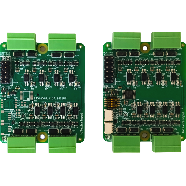 The IoTextra Input module is 8 galvanically isolated digital input channels. The input signal level is 24 V. Input via GPIO or I2C (via Qwiic connectors and TCA9534). Compatible with Raspberry, Arduino, Adafruit, XIAO, Teensy, Particle and other platforms. Can be used with IoTsmart or IoTbase modules. Open Source Hardware, Raspberry PICO, ESP32-S3, MicroPython, CircuitPython, Node-RED, Blynk, IoT, IIoT, Industry 4.0, embedded, Automation, Smart Home