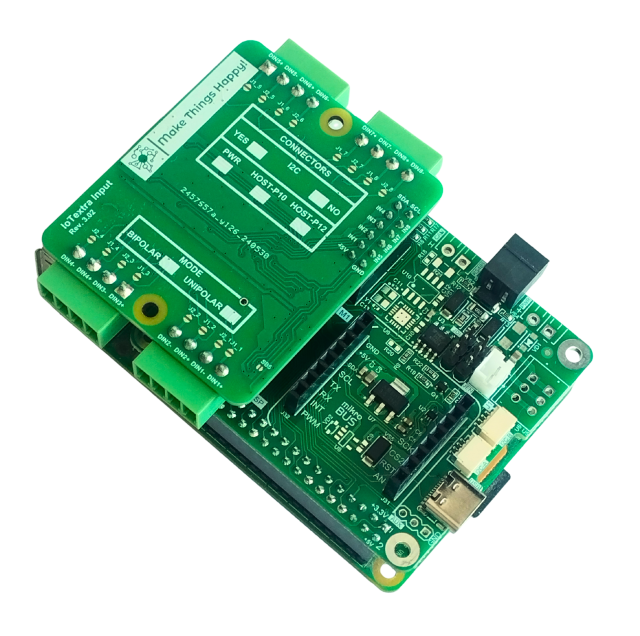 The IoTbase RPi is a carrier board for Raspberry Pi with a 12-pin HOST connector for IoTextra mezzanines, a mikroBUS™ slot, two Qwiic I2C connectors, and an optional RS485 interface. Non-isolated 9-36VDC or USB input power, EEPROM 8/64 Kbit, HAT-compatible 40-pin connector. Open Source Hardware, IoT, IIoT, Industry 4.0, embedded, Automation, Smart Home, Node-RED, Blynk, IoTflow, Python, Raspberry Pi OS