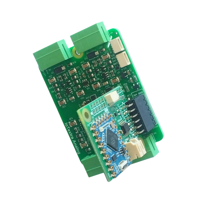 The IoTextra Analog module provides 4 differential analog input channels via two ADS1115 (16-bit ADC) on a single board. Input via GPIO or I2C (via Qwiic connectors). Compatible with Raspberry, Arduino, Adafruit, XIAO, Teensy, Particle and other platforms. Can be used with IoTsmart or IoTbase modules. Open Source Hardware, Raspberry PICO, ESP32-S3, MicroPython, CircuitPython, Tasmota, Node-RED, Blynk, IoTflow, IoT, IIoT, Industry 4.0, embedded, Automation, Smart Home