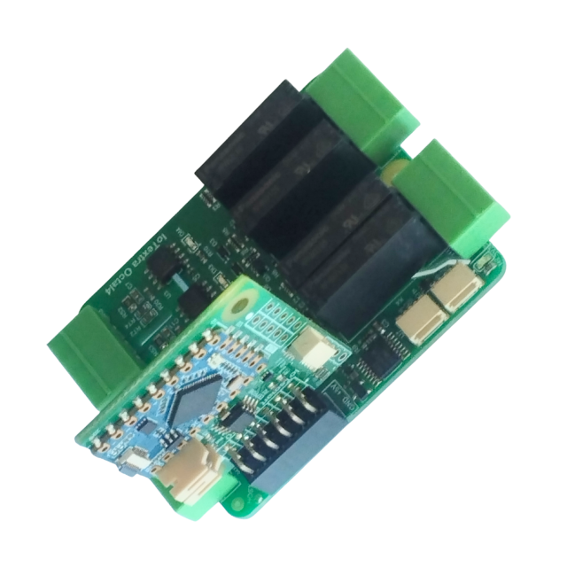 IoTextra Octal4 — 4-channel isolated digital input and 4-channel SPDT relay module.  Inputs field-configurable 12/18/24/36 VDC per channel via solder jumpers. Relay contacts 250 VAC / 30 VDC / 5 A. Control via GPIO and I²C.   Compatible with ESP32-S3, RP2350, RP2040, Raspberry Pi, and IoTsmart. Supports Node-RED, IoTflow, Tasmota, and Home Assistant. Open Source Hardware.