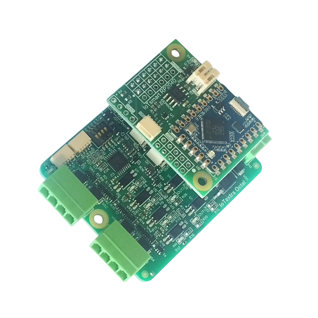 The IoTextra Octal hybrid module features 4 isolated digital inputs, 2 robust transistor outputs, and 2 SPST electromechanical relays. Input voltage: 5-36VDC. Versatile switching for both high-speed and high-load tasks. Compatible with Raspberry Pi, Raspberry Pi Pico, Arduino, ESP32. Can be used with IoTsmart or IoTbase modules. IoTsmart RP2040.  Open Source Hardware. Supports Node-RED, Tasmota, and MicroPython.