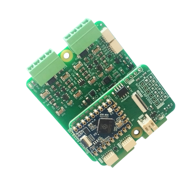 The IoTextra Analog module provides 4 differential analog input channels via two ADS1115 (16-bit ADC) on a single board. Input via GPIO or I2C (via Qwiic connectors). Compatible with Raspberry, Arduino, Adafruit, XIAO, Teensy, Particle and other platforms. Can be used with IoTsmart or IoTbase modules. Open Source Hardware, Raspberry PICO, ESP32-S3, MicroPython, CircuitPython, Tasmota, Node-RED, Blynk, IoTflow, IoT, IIoT, Industry 4.0, embedded, Automation, Smart Home