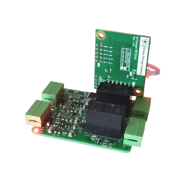 The IoTextra Combo module combines 2 analog differential inputs (via ADS1115, 16-bit) and 2 SPDT  relay outputs on a single board. Input via GPIO or I2C (via Qwiic connectors). Compatible with Raspberry, Arduino, Adafruit, XIAO, Teensy, Particle and other platforms. Can be used with IoTsmart or IoTbase modules. Open Source Hardware, Raspberry PICO, ESP32-S3, MicroPython, CircuitPython, Tasmota, Node-RED, Blynk, IoTflow, IoT, IIoT, Industry 4.0, embedded, Automation, Smart Home
