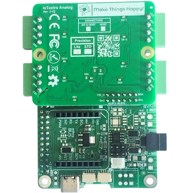 The IoTbase RPi is a carrier board for Raspberry Pi with a 12-pin HOST connector for IoTextra mezzanines, a mikroBUS™ slot, two Qwiic I2C connectors, and an optional RS485 interface. Non-isolated 9-36VDC or USB input power, EEPROM 8/64 Kbit, HAT-compatible 40-pin connector. Open Source Hardware, IoT, IIoT, Industry 4.0, embedded, Automation, Smart Home, Node-RED, Blynk, IoTflow, Python, Raspberry Pi OS