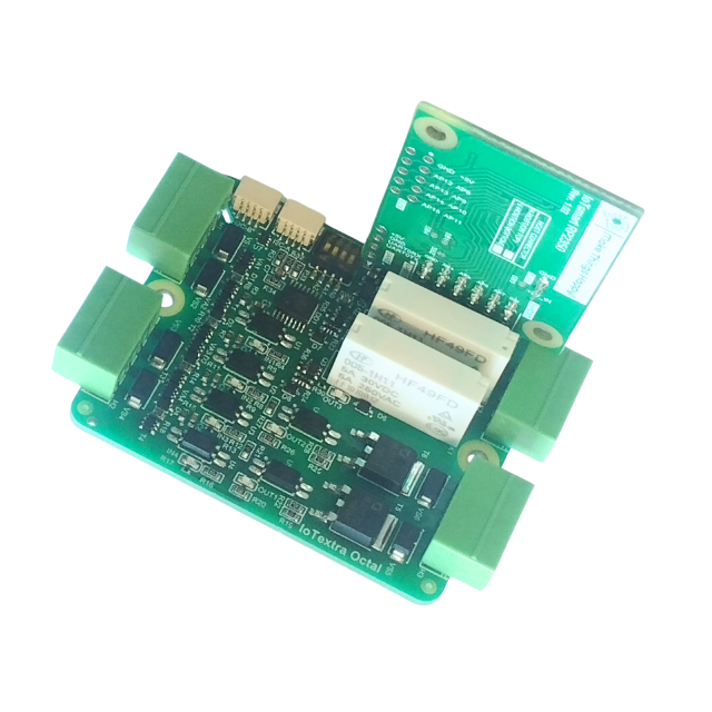 The IoTextra Octal hybrid module features 4 isolated digital inputs, 2 robust transistor outputs, and 2 SPST electromechanical relays. Input voltage: 5-36VDC. Versatile switching for both high-speed and high-load tasks. Compatible with Raspberry Pi, Raspberry Pi Pico, Arduino, ESP32. Can be used with IoTsmart or IoTbase modules. IoTsmart RP2350.  Open Source Hardware. Supports Node-RED, Tasmota, and MicroPython.