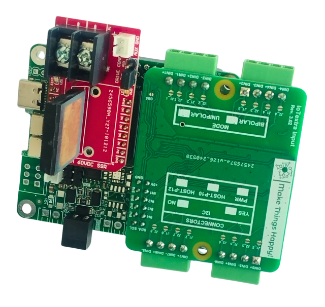The IoTbase RPi is a carrier board for Raspberry Pi with a 12-pin HOST connector for IoTextra mezzanines, a mikroBUS™ slot, two Qwiic I2C connectors, and an optional RS485 interface. Non-isolated 9-36VDC or USB input power, EEPROM 8/64 Kbit, HAT-compatible 40-pin connector. Open Source Hardware, IoT, IIoT, Industry 4.0, embedded, Automation, Smart Home, Node-RED, Blynk, IoTflow, Python, Raspberry Pi OS