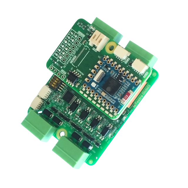 IoTextra Octal3 — 4-channel isolated digital input and 4-channel latching DPDT relay module. Supply voltage: 5VDC, relay contacts up to 250VAC / 220VDC / 2A. Digital inputs up to 36VDC. Control via GPIO (inputs) and I²C / TCA9534A / DRV8837C (relay outputs). Compatible with ESP32-S3, RP2350, RP2040, Raspberry Pi, and IoTsmart. Supports Node-RED, IoTflow, Tasmota, and Home Assistant. Open Source Hardware.
