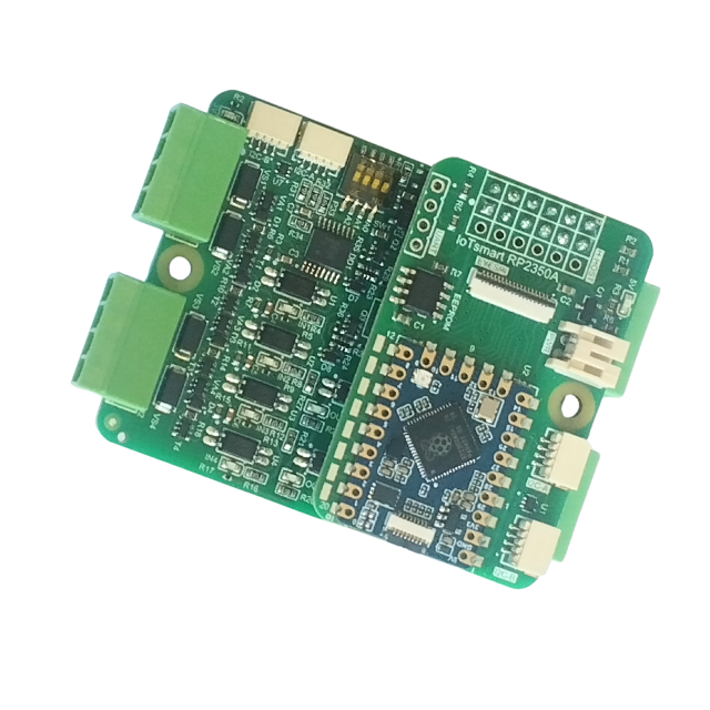 The IoTextra Octal hybrid module features 4 isolated digital inputs, 2 robust transistor outputs, and 2 SPST electromechanical relays. Input voltage: 5-36VDC. Versatile switching for both high-speed and high-load tasks. Compatible with Raspberry Pi, Raspberry Pi Pico, Arduino, ESP32. Can be used with IoTsmart or IoTbase modules. IoTsmart RP2350.  Open Source Hardware. Supports Node-RED, Tasmota, and MicroPython.