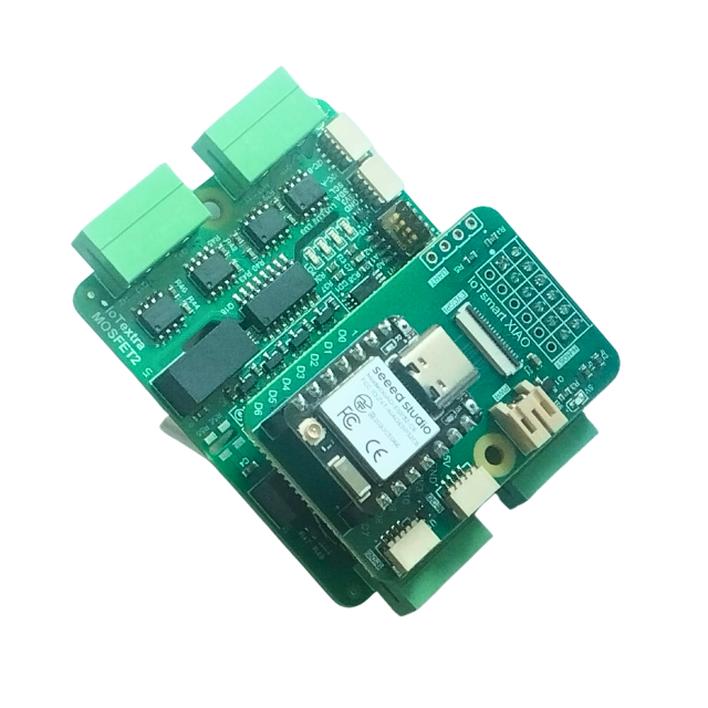 IoTextra MOSFET2 — 8-channel galvanically isolated N-channel MOSFET output module. Supply voltage: 5VDC, load up to 90V/9A, PWM capable. Control via GPIO or I²C (TCA9534). Compatible with ESP32-S3, RP2350, RP2040, Raspberry Pi, and IoTsmart. Supports Node-RED, IoTflow, Tasmota, and Home Assistant. Open Source Hardware.