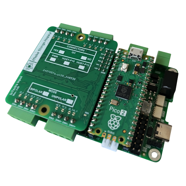 The IoTextra Input module is 8 galvanically isolated digital input channels. The input signal level is 24 V. Input via GPIO or I2C (via Qwiic connectors and TCA9534). Compatible with Raspberry, Arduino, Adafruit, XIAO, Teensy, Particle and other platforms. Can be used with IoTsmart or IoTbase modules. IoTbase PICO, Raspberry PICO2, RP2350A. Open Source Hardware, Raspberry PICO, ESP32-S3, MicroPython, CircuitPython, Node-RED, Blynk, IoT, IIoT, Industry 4.0, embedded, Automation, Smart Home