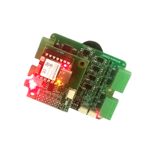 The IoTextra Octal2 features individually galvanically isolated 4 digital inputs and 4 outputs. Input voltage: 5-36VDC. Output types: open collector, NPN. Compatible with Raspberry, Arduino, Adafruit, XIAO, Teensy, Particle and other platforms. Can be used with IoTsmart or IoTbase modules. IoTsmart XIAO, Seeed Studio. Open Source Hardware, Raspberry PICO, ESP32-S3, MicroPython, CircuitPython, Node-RED, Blynk, IoT, IIoT, Industry 4.0, embedded, Automation, Smart Home