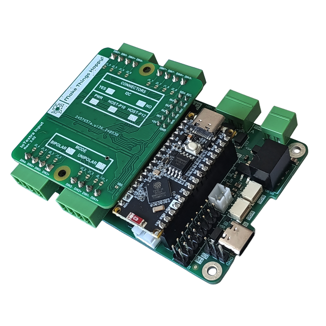 The IoTextra Input module is 8 galvanically isolated digital input channels. The input signal level is 24 V. Input via GPIO or I2C (via Qwiic connectors and TCA9534). Compatible with Raspberry, Arduino, Adafruit, XIAO, Teensy, Particle and other platforms. Can be used with IoTsmart or IoTbase modules. IoTbase NANO, Arduino Nano ESP32. Open Source Hardware, Raspberry PICO, ESP32-S3, MicroPython, CircuitPython, Node-RED, Blynk, IoT, IIoT, Industry 4.0, embedded, Automation, Smart Home
