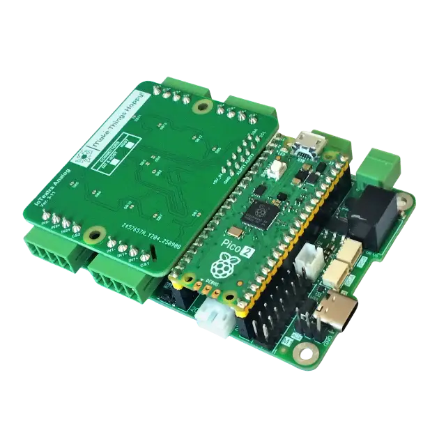 The IoTextra Analog module provides 4 differential analog input channels via two ADS1115 (16-bit ADC) on a single board. Input via GPIO or I2C (via Qwiic connectors). Compatible with Raspberry, Arduino, Adafruit, XIAO, Teensy, Particle and other platforms. Can be used with IoTsmart or IoTbase modules. Open Source Hardware, Raspberry PICO, ESP32-S3, MicroPython, CircuitPython, Tasmota, Node-RED, Blynk, IoTflow, IoT, IIoT, Industry 4.0, embedded, Automation, Smart Home