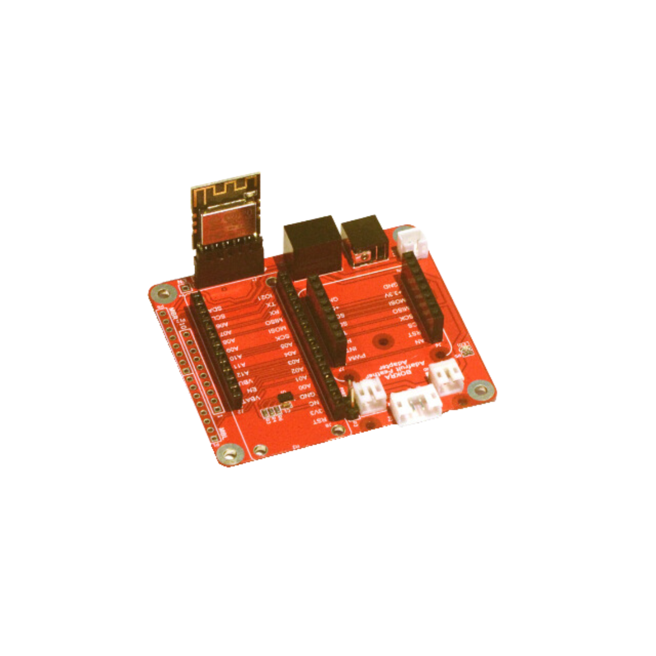 Adafruit Feather Adaptor - Huzzah32, M0 and M4 Express, nRF52840 Express, STM32F405 Express, Feather RP2040, Proton2, Xenon, Argon, Boron, Particle, MAX32620FTHR, MAX32630FTHR, Thing Plus Series,  SparkFun, mikroBUS, Click boards, MikroElektronika,ESP-M3, LM75B, I2C, Open Source Hardware, IoT, IIoT, Industry 4.0, embedded, Automation, Smart Home, MicroPython, CircuitPython