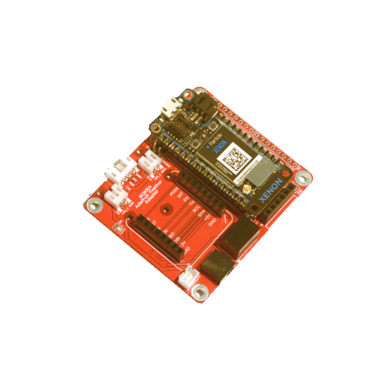 Adafruit Feather Adaptor - Huzzah32, M0 and M4 Express, nRF52840 Express, STM32F405 Express, Feather RP2040, Proton2, Xenon, Argon, Boron, Particle, MAX32620FTHR, MAX32630FTHR, Thing Plus Series,  SparkFun, mikroBUS, Click boards, MikroElektronika,ESP-M3, LM75B, I2C, Open Source Hardware, IoT, IIoT, Industry 4.0, embedded, Automation, Smart Home, MicroPython, CircuitPython