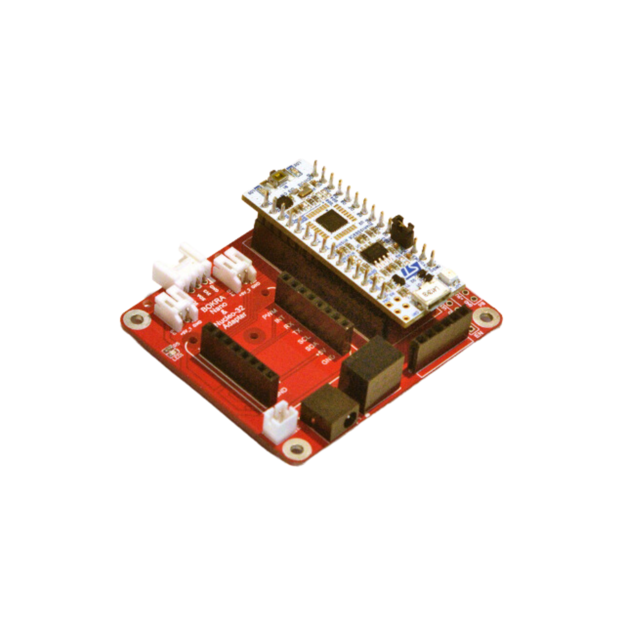 Arduino Nano Adaptor - Arduino Nano, Arduino Nano 33, Arduino Nano RP2040 Connect, Arduino Nano ESP32, Arduino Nano Matter, STM32 Nucleo-32, Waveshare, mikroBUS, Click boards, MikroElektronika,ESP-M3, LM75B, I2C, Open Source Hardware, IoT, IIoT, Industry 4.0, embedded, Automation, Smart Home, MicroPython, CircuitPython
