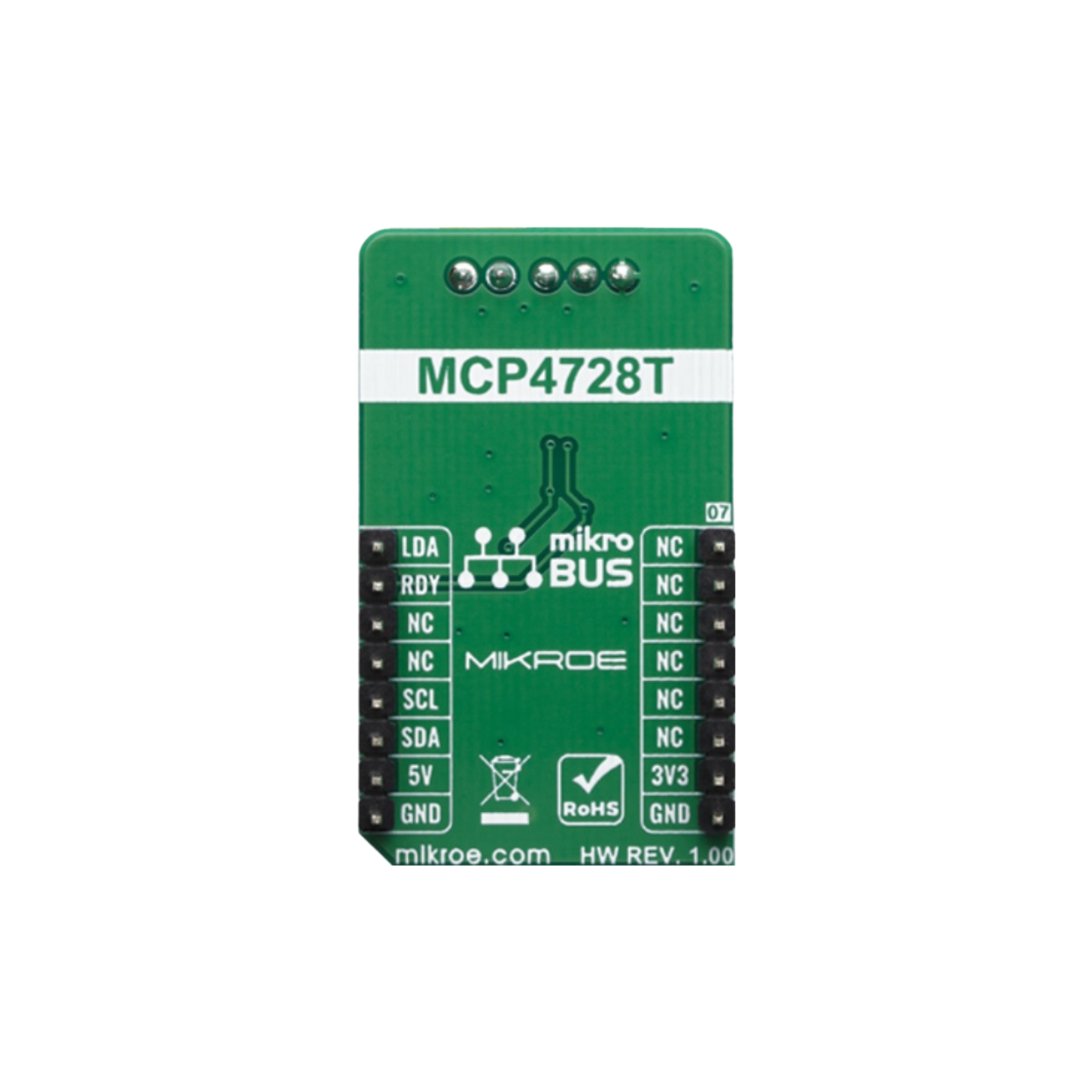 Click DAC 4 - Quad Digital-to-Analog Convertor module, MCP4728, Microchip,  mikroBUS, Click boards, MikroElektronika, I2C, Open Source Hardware, IoT, IIoT, Industry 4.0, embedded, Automation, Smart Home, MicroPython