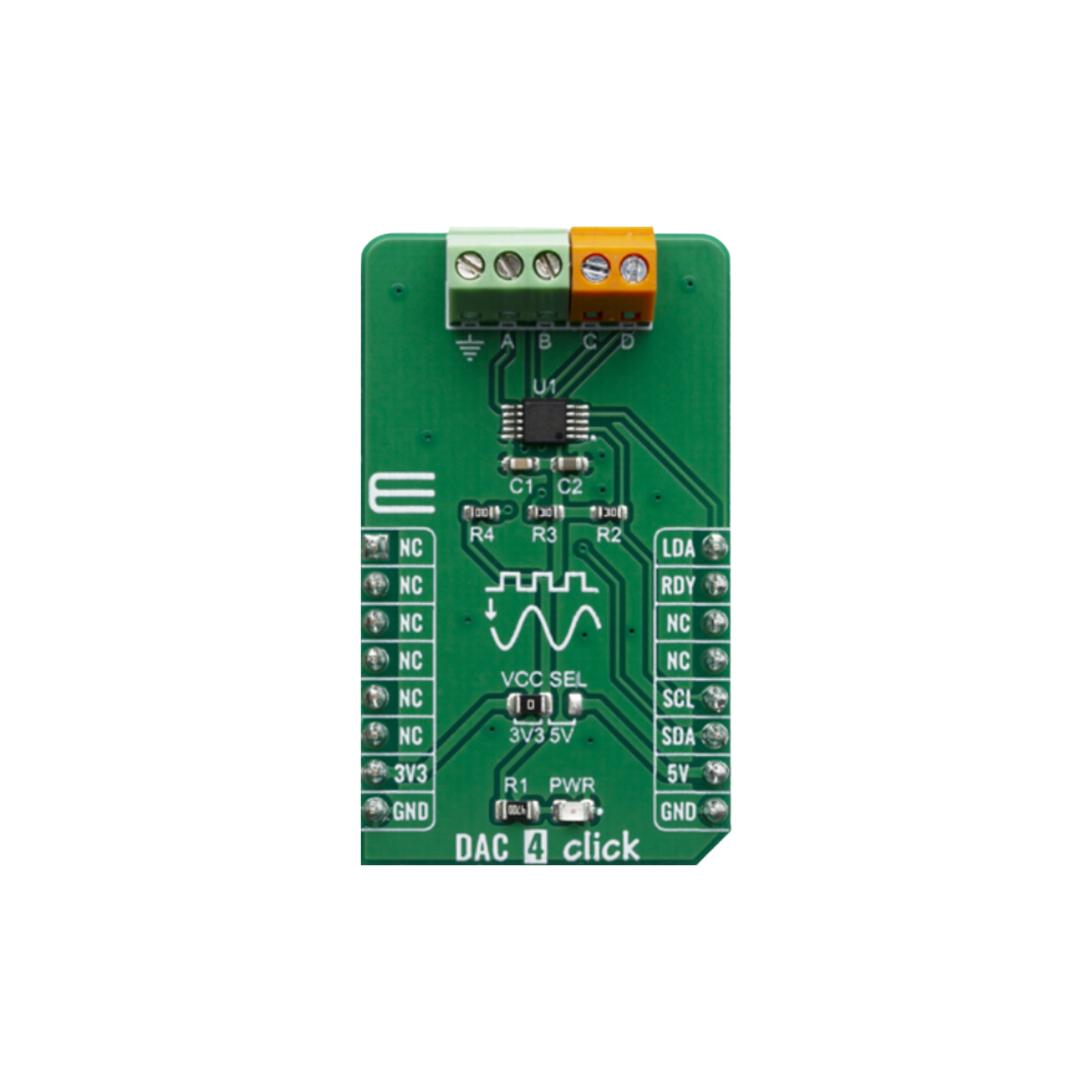 Click DAC 4 - Quad Digital-to-Analog Convertor module, MCP4728, Microchip,  mikroBUS, Click boards, MikroElektronika, I2C, Open Source Hardware, IoT, IIoT, Industry 4.0, embedded, Automation, Smart Home, MicroPython