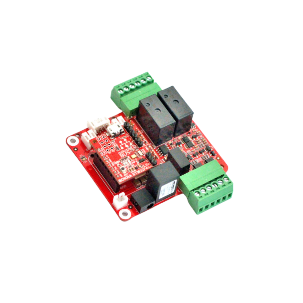 IoThing 2RO+2DI - mikroBUS, carrier board, I2C, Isolated, Omron, G5Q-14, SPDT, relay, differential, analog input, ADC, ADS1015, ADS1115, Texas Instruments, Click boards, MikroElektronika, STM32F401CEU6, STM32F411CEU6, STM32F423CHU6, STM, Open Source Hardware, IoT, IIoT, Industry 4.0, embedded, Automation, Smart Home, MicroPython