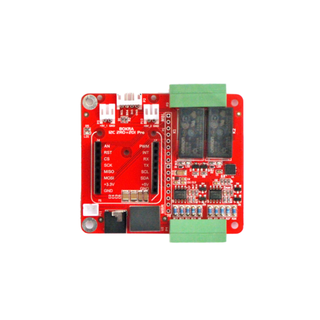 IoThing 2RO+2DI - mikroBUS, carrier board, I2C, Isolated, Omron, G5Q-14, SPDT, relay, AC/DC digital input, ISO1211, Texas Instruments, Click boards, MikroElektronika, Open Source Hardware, IoT, IIoT, Industry 4.0, embedded, Automation, Smart Home, MicroPython
